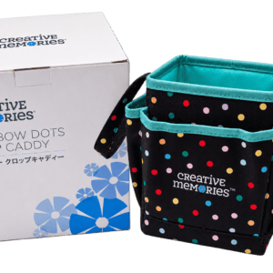 Creative memories rainbow dots crop caddy, which is a box with a colorful design featuring rainbow dots